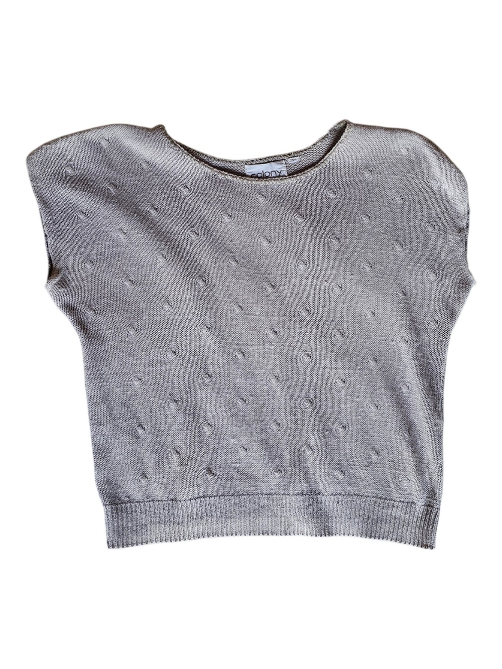 Vintage Colony Oatmeal Knit Sweater Top Neutral Minimalist Cottagecore Small